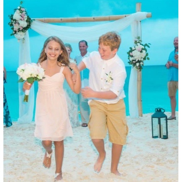 Junior Bridesmaid/‎ Flower Girl Dress Size 12 Petal Pink David's Bridal Chiffon - Picture 7 of 7